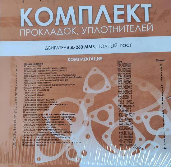 Комплект прокладок, уплотнителей МТЗ 1221